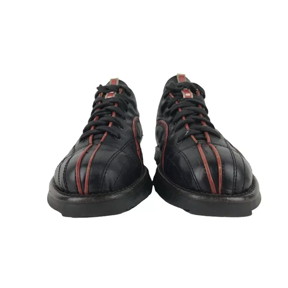 R.B.S. Womens Black Red‎ Leather Lace Up Low Top Sneakers Shoes Size US 6